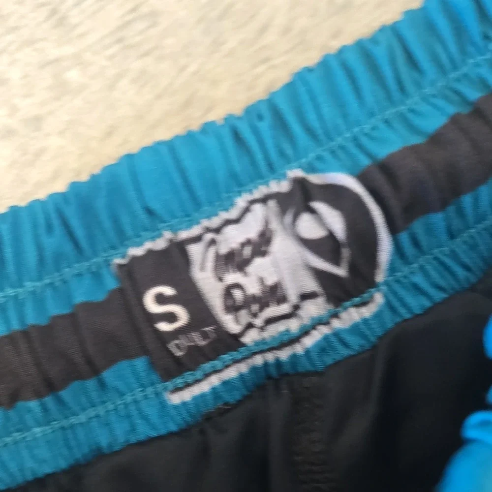 Impact Palm Mens Hibiscus Floral Swim Trunks Teal Black Small Board‎ Shorts